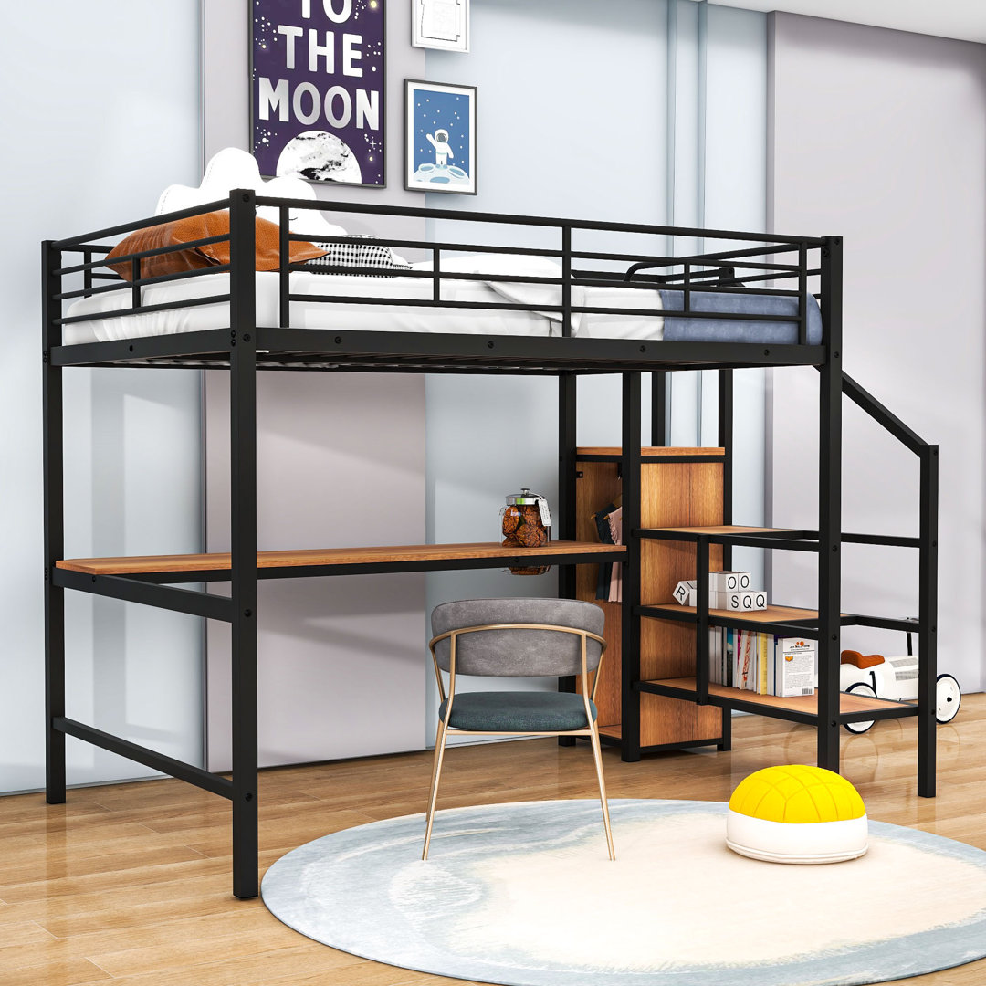 Vanduser Full Loft Bed with Shelves by Mason & Marbles Mason & Marbles Bed Frame 