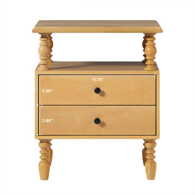 Vivienne Easy Assembly Solid Wood Spindle 2-Drawer Nightstand (Set of 2)