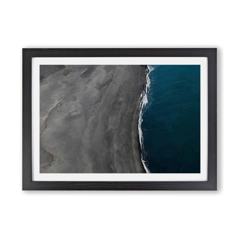 The Black Sand Beach in Vik Iceland - Framed Print, 45cm H x 63cm W x 2cm D, Black