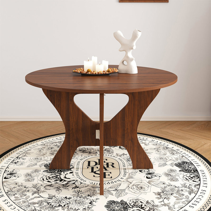 Table de salle à manger pliante 43 po pour petits espaces, table en panneau de fibres à densité moyenne avec placage en noyer