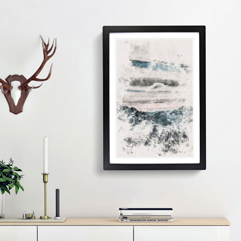 Mountain Clouds - Picture Frame Painting Print, 63cm H x 45cm W x 2cm D, Black Framed