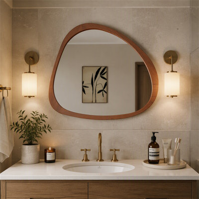Miroir en bois massif 45 po Miroir mural asymétrique