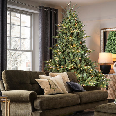 Arbre de Noël de 5 pi, 350 lumières Ul, 1129 pointes pe / mixtes, base large, structure à charnières, silhouette de base en métal, support stable
