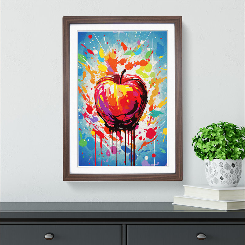XYZ-FRM-V1223-1828 Apple Abstract - Single Picture Frame Print on Wood, Walnut, 64cm H x 46cm W, Walnut Framed