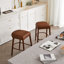 Tabouret de bar en faux cuir brun à hauteur de comptoir avec pieds et repose-pieds en métal, siège rembourré confortable pour îlot de cuisine, pub, comptoir de salle à manger, 2. Forme ovale, design ergonomique, matériau principal en polyuréthane