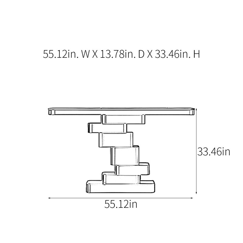 Console Modern Minimalist Luxury Art, Or champagne, H 33,46 po x l 55,12 po x P 13,78 po