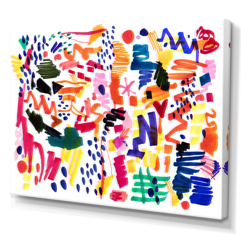 Motif moderne et multicolore futuriste - peinture sur toile, H 30 po x l 40 po x P 1,5 po, Toile tendue