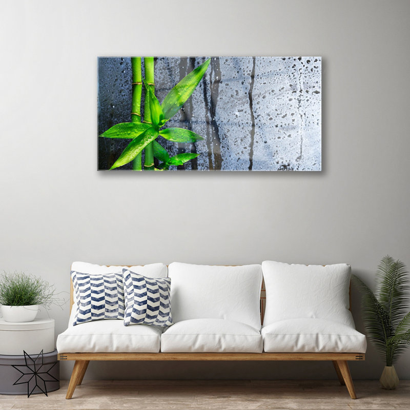 Floral Bamboo Stalks - No Frame Print on Glass