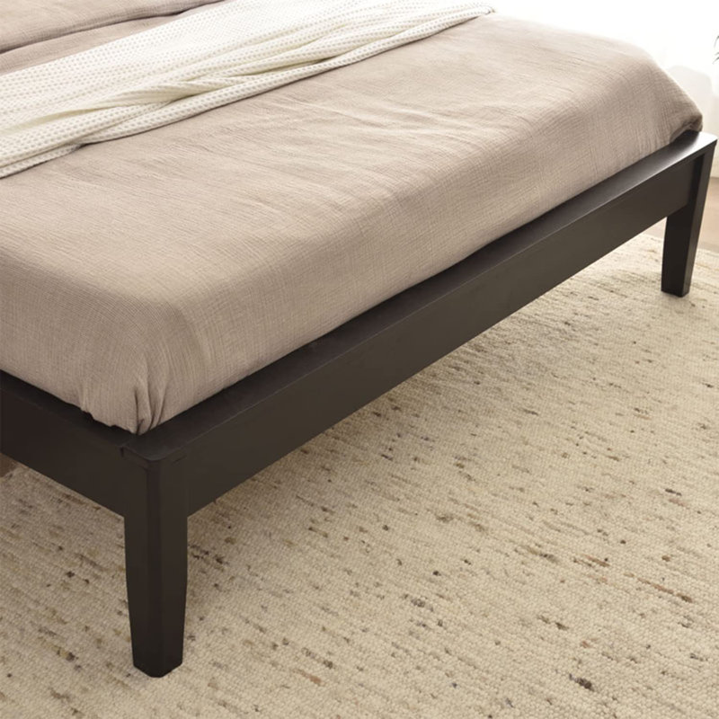 Palmeri Solid Pine Wood Platform Bed Frame, Black, Full / Double