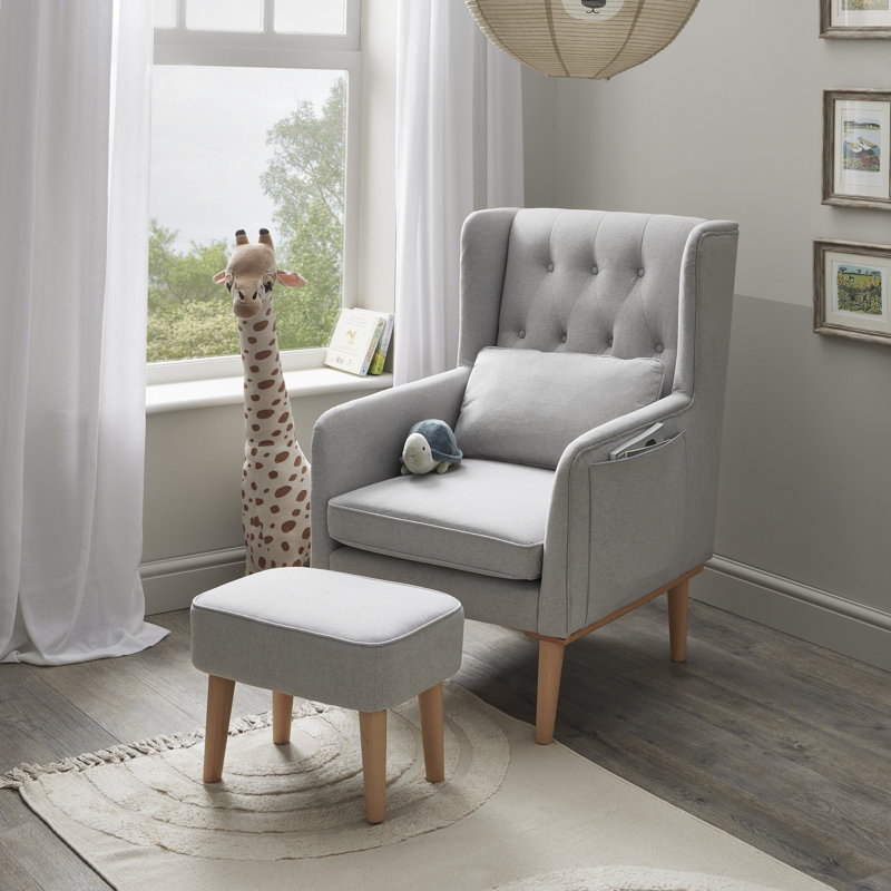Lux Nursing Chair with Stool, Grey