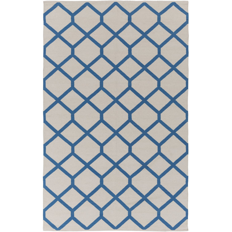 Tapis gris / bleu en coton tissé à la main Murphree