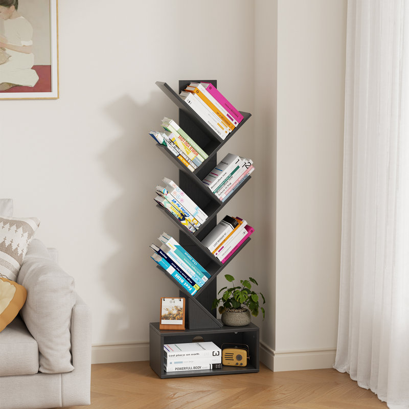 6 Tier Geometric Storage Bookcase, Black
