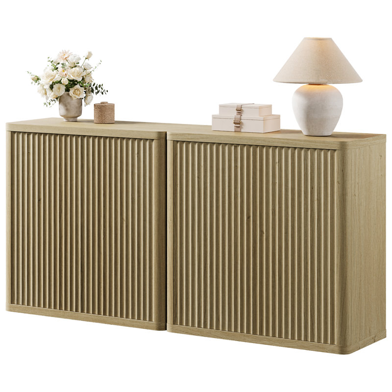 Cesiro 34.6''Wide Buffet Sideboard With Adjustable Shelves, Natural Oak, 2 Pieces