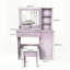 Ensemble de bureau de coiffeuse élégant avec tabouret rembourré et miroir lumineux réglable, parfait pour les chambres modernes et les petits espaces