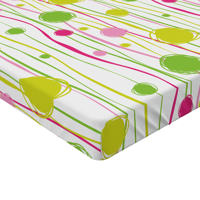 Drap-housse Ambesonne, paquet de 2, Drap-housse de taille simple, Vert / rose / pois blancs