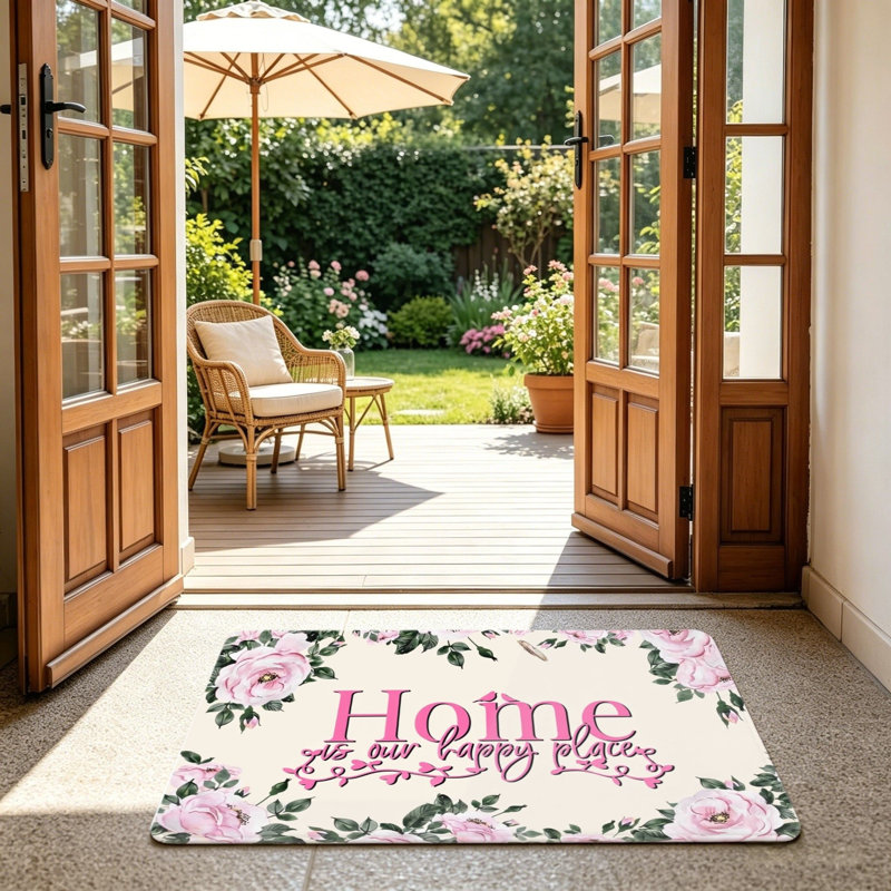 Tapis rose pour aquarelle pour porte d'entrée 24 x 36 po Watercolor
