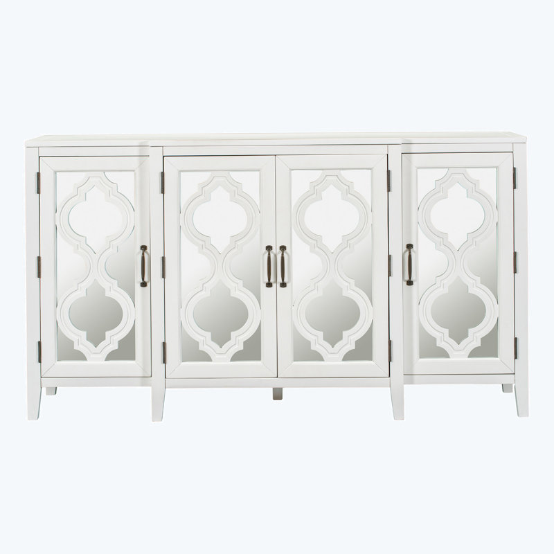 Console avec miroir réglable 59,8 po Quynhanh, Blanc