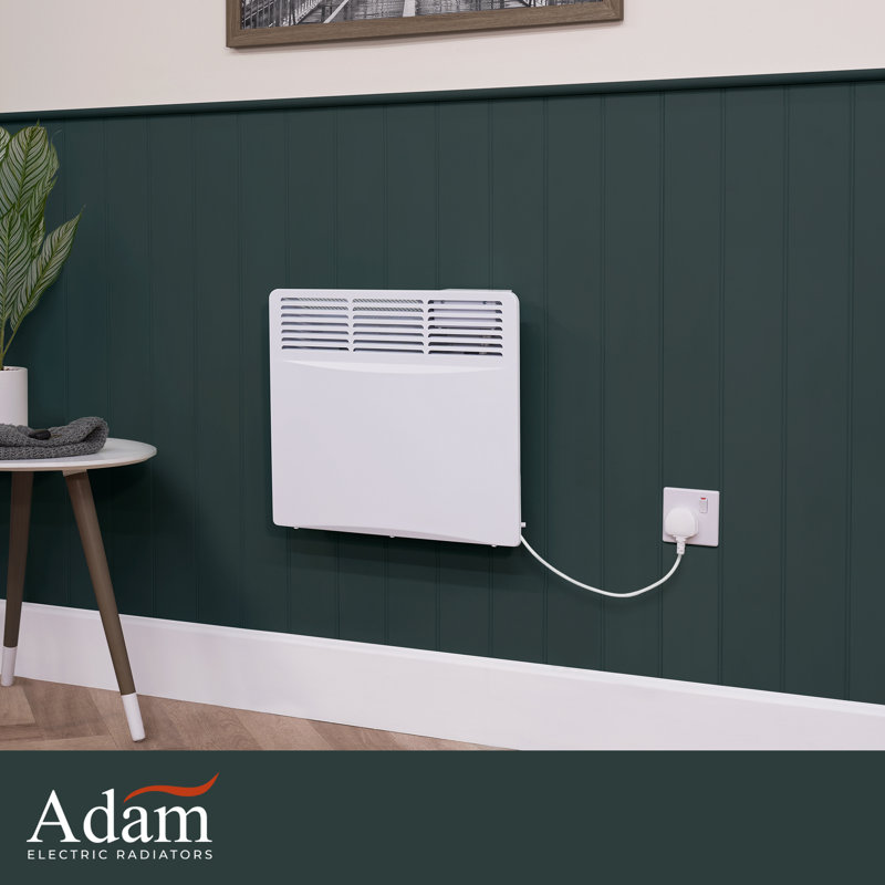 Adam Electric Radiator Space Heater with Adjustable Thermostat, 42.2cm H x 47.6cm W x 7.7cm D, 1000W