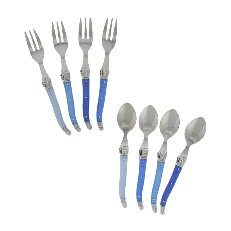 Laguiole 8 - Piece Stainless Steel Flatware Set - Service for 4, Blue