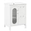 Meuble-lavabo 24 po avec lavabo, armoire en bois massif blanc et planches, porte, deux tiroirs, tablette ajustable, tiroirs et tablette modernes, fabrication