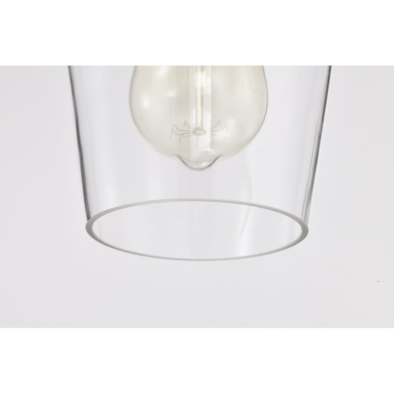 1-Light Modern Mini Pendant Light with Clear Glass Shade, Matte Black/Antique Brass