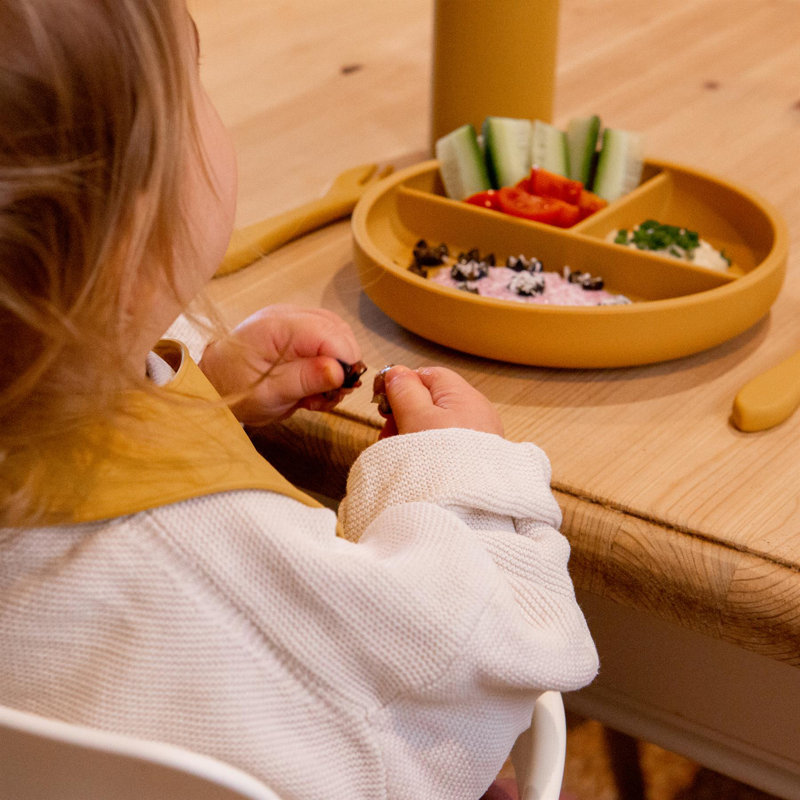 Tiny Dining - Baby Silicone Suction Plate, Fork & Spoon Set, Yellow