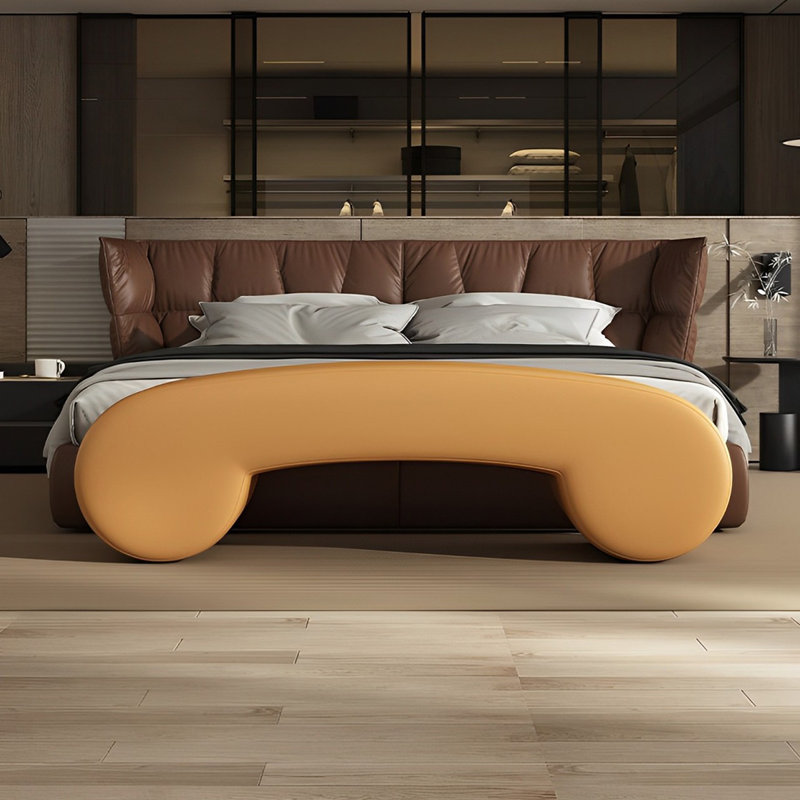 Banc rembourré en cuir Tierone Match, Orange