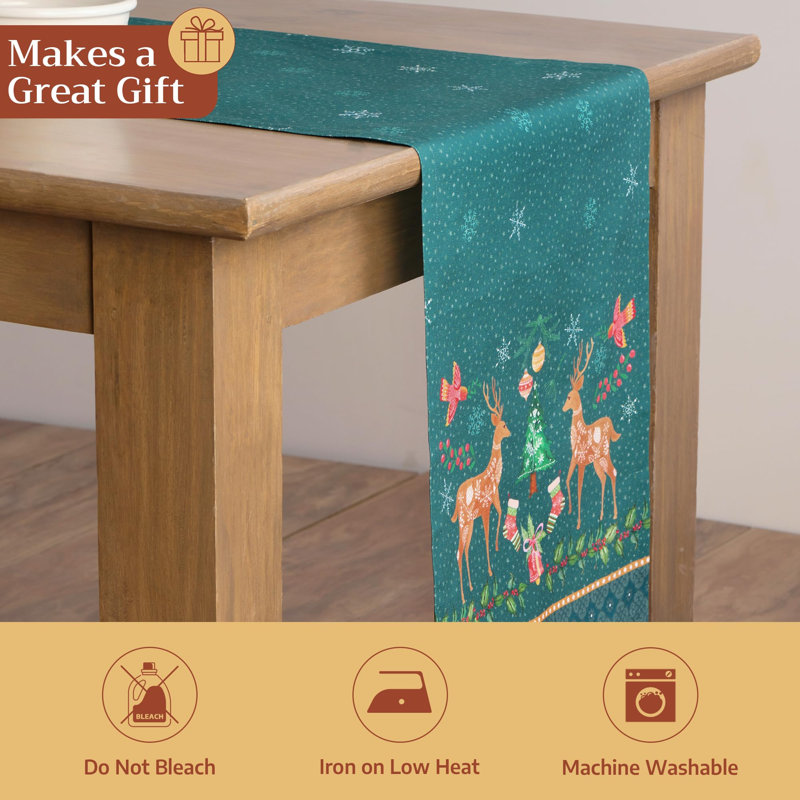 Maison d' Hermine Table runner 100% Cotton Single Layer Table Runners 108 inches long for Thanksgiving Christmas Decorations Home Kitchen Dining Party Wedding (Hygge Christmas, 14.5" x 108")