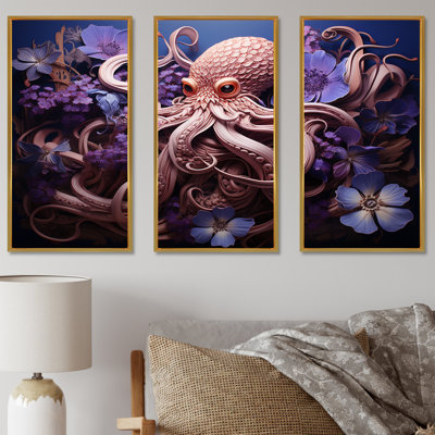 Mauve oasis de pieuvre II - art mural animaux côtiers