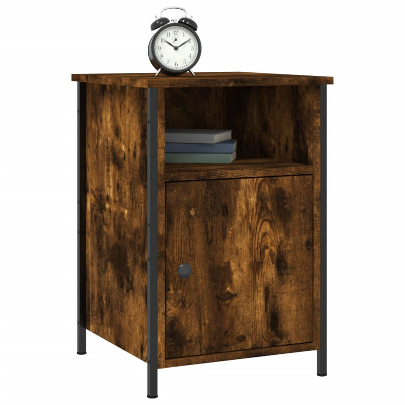 Kennedyville 40cm W Manufactured Wood Bedside Table, Smoked Oak