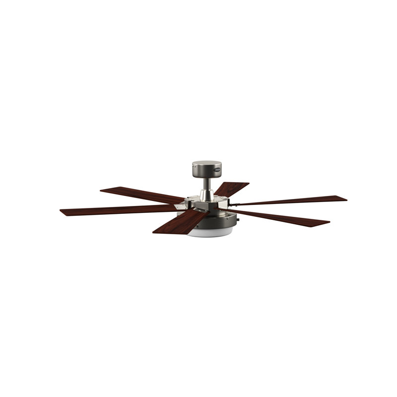 52" Brushed Nickel Ceiling Fan with Rosewood Blades and LED Light