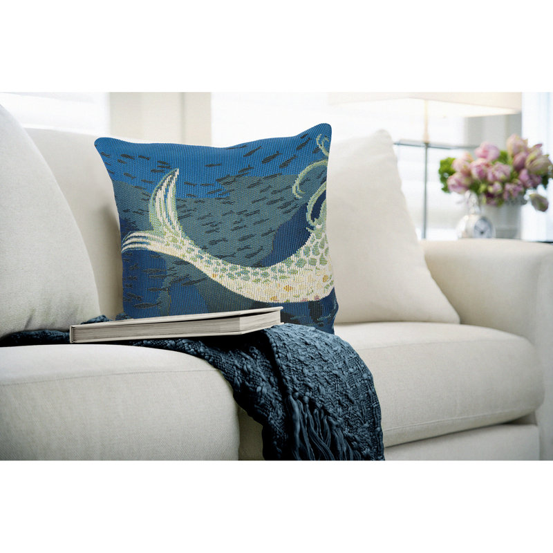 Ocean Blue Mermaid Indoor/Outdoor Square Throw Pillow