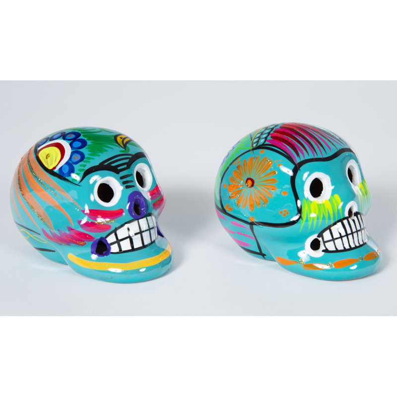 Winn Small Day of the Dead Skulls 2 Piece Sculpture Set