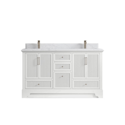 Meuble-lavabo double 60 po Alys (option poignées)