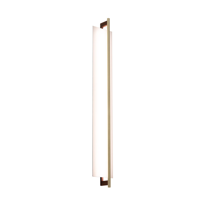 Merus 40 Vanity Sconce - Brushed Brass, Walnut Finish - 3000K - Soft White - 120V AC - White Shade - 39.3, 120 V, 3000K