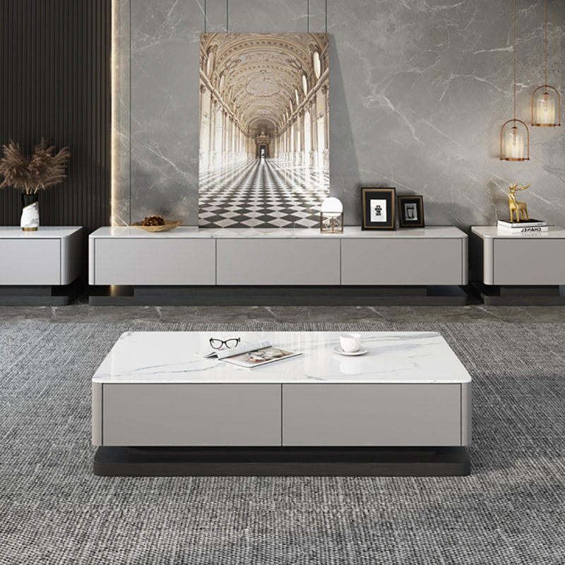 Modern small apartment coffee table, 15.7" H x 55.1" L x 31.5" W