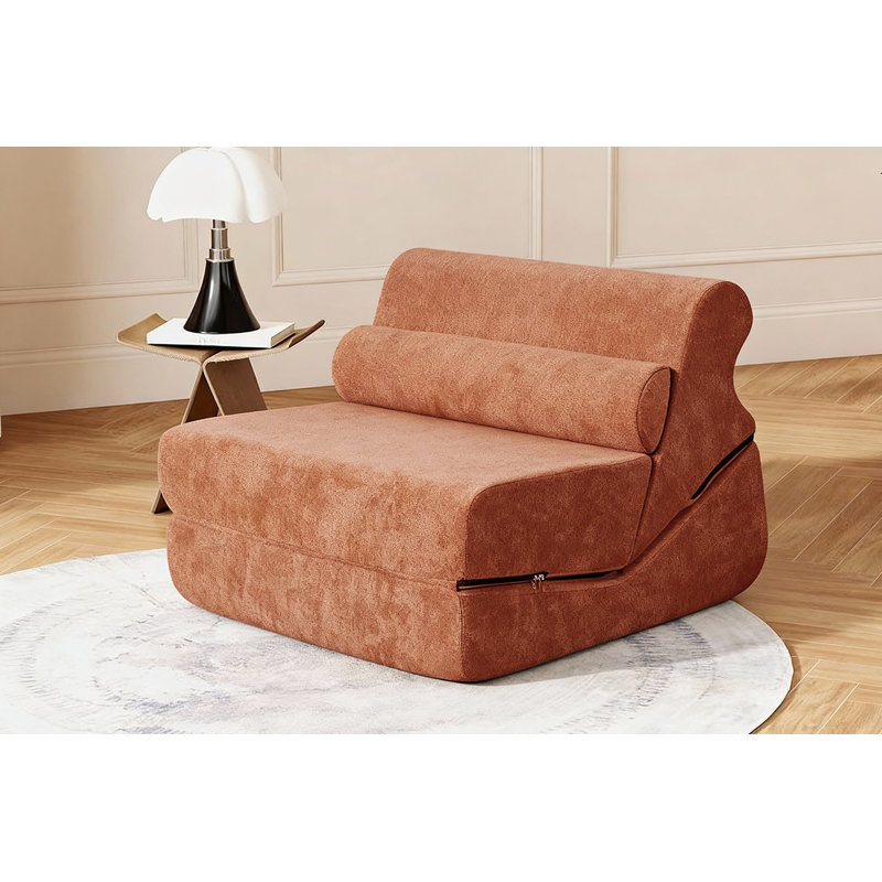 Compressed Sofa Bed - Fold-out Curved Bed Chair One Seater, Orange