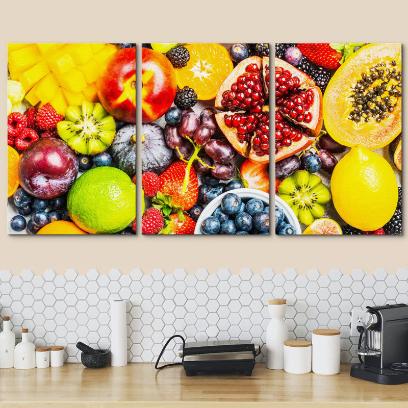 Papaye, pomme grenade, pomme, baie, variété, nourriture, cuisine, cuisine, photographie, réalisme, décor, Toile tendue