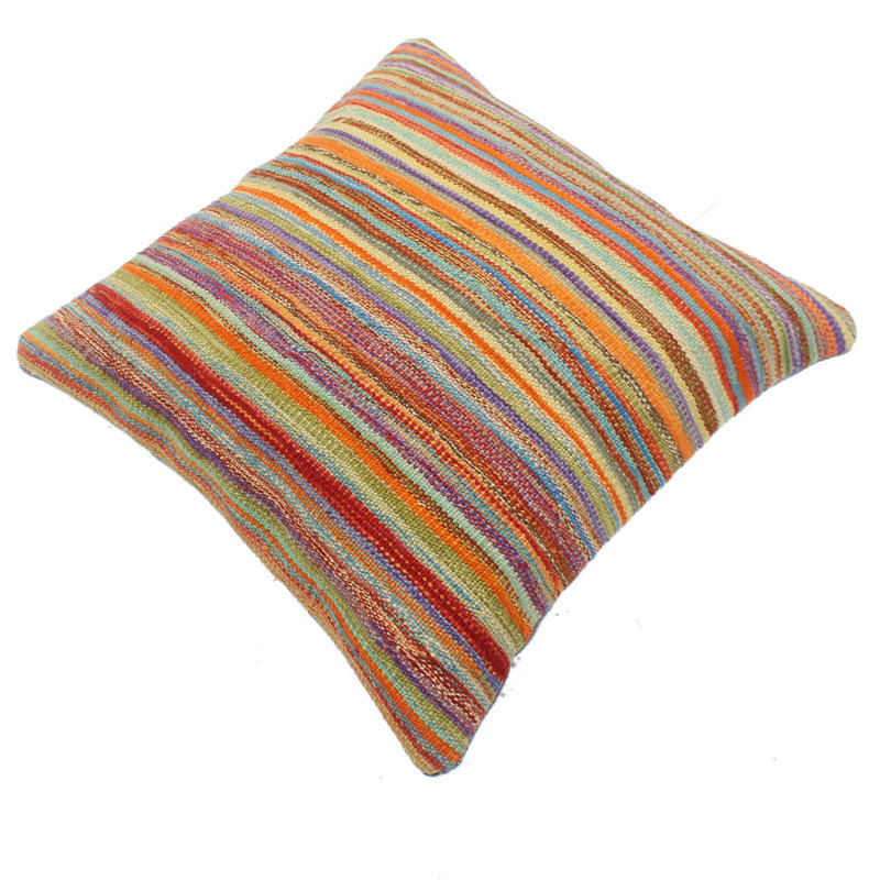 Coussin kilim Bayadere, Rouille / bleu / beige / mauve