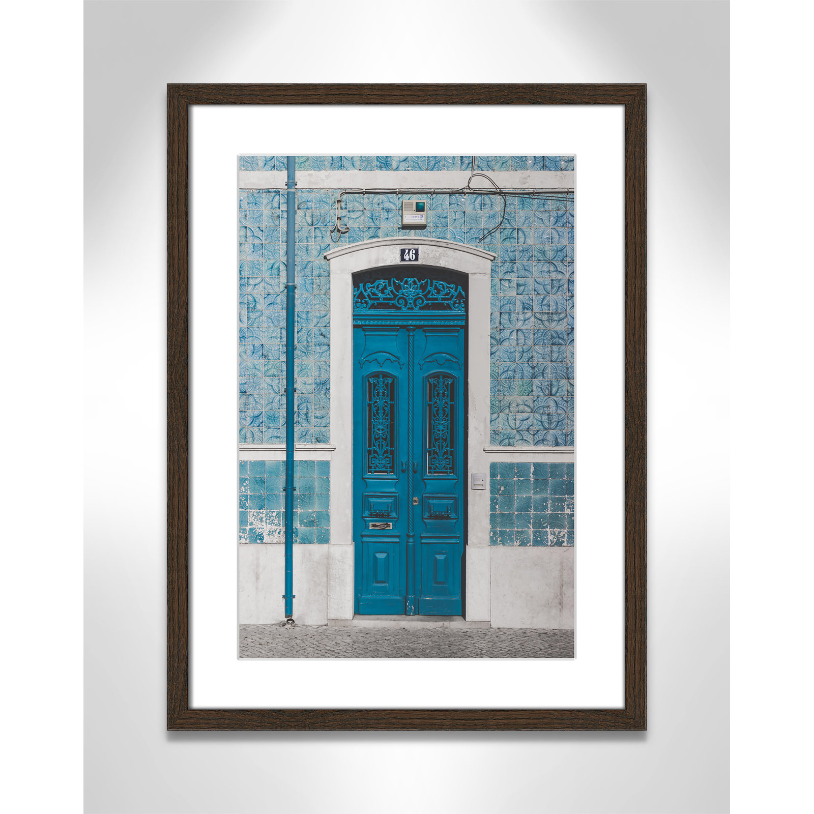 Blue Door Of Caldas De Rainha, Portugual by Catarina Carvalho, Walnut, 23" H x 17" W x 0.75" D