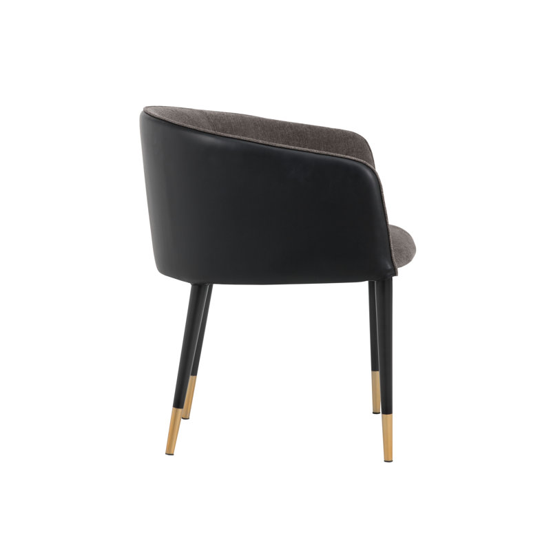 Ikon Fabric Barrel Chair, Black Faux Leather