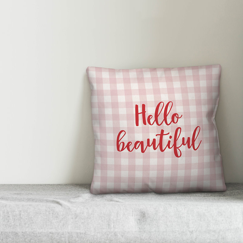  Coussin Hello Hello, Rose / Rouge, Housse de coussin