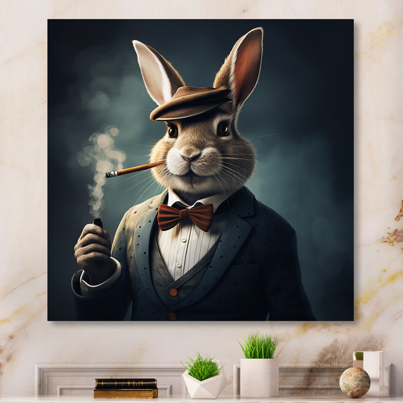 The Rabbit London Mafia I - Lapin, art mural en métal, H 29 po x l 29 po