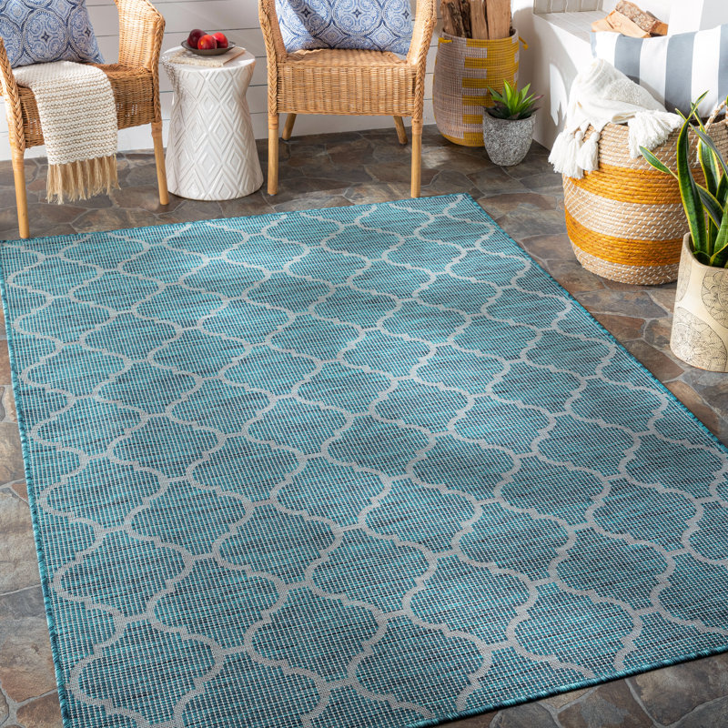 Tapis intérieur / extérieur bleu Brimberry, Rectangle 2 pi 7 po x 4 pi