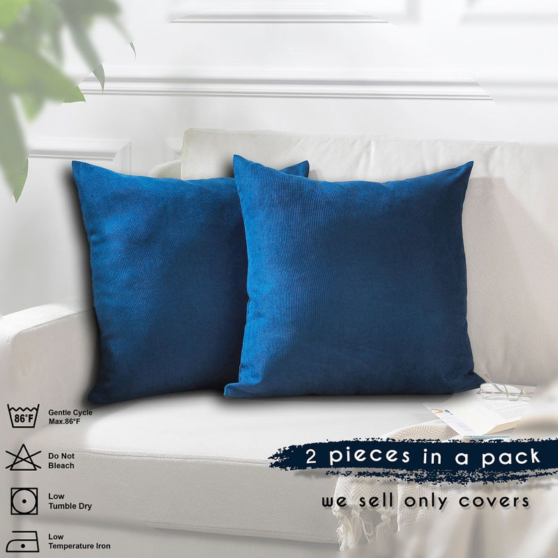 Housses de coussin décoratif, H 22 po x l 22 po, Bleu marine
