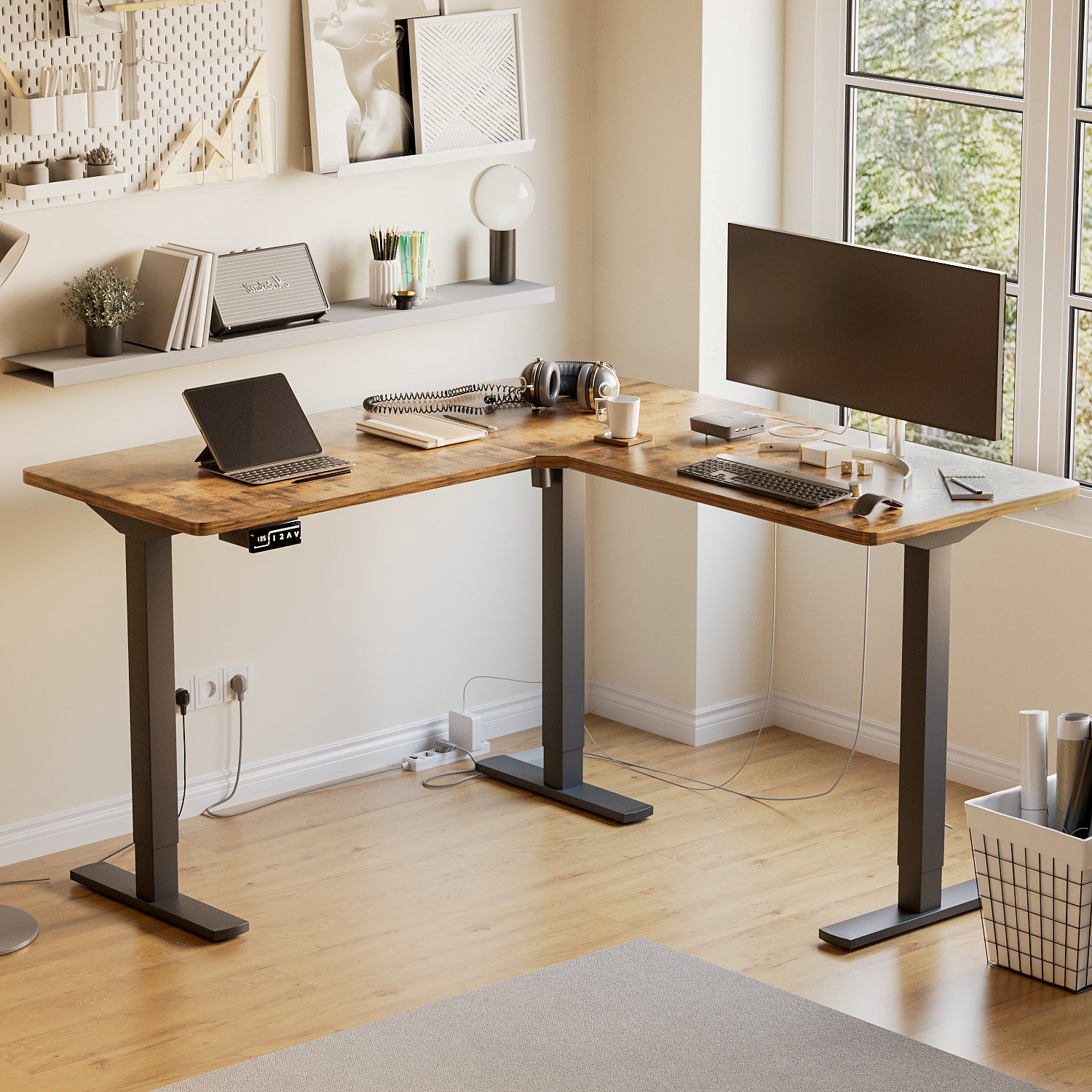 Ickes 50.79'' Height Adjustable L-Shape Standing Desk