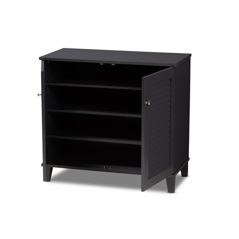 12 Pair Shoe Storage Cabinet, Dark Gray