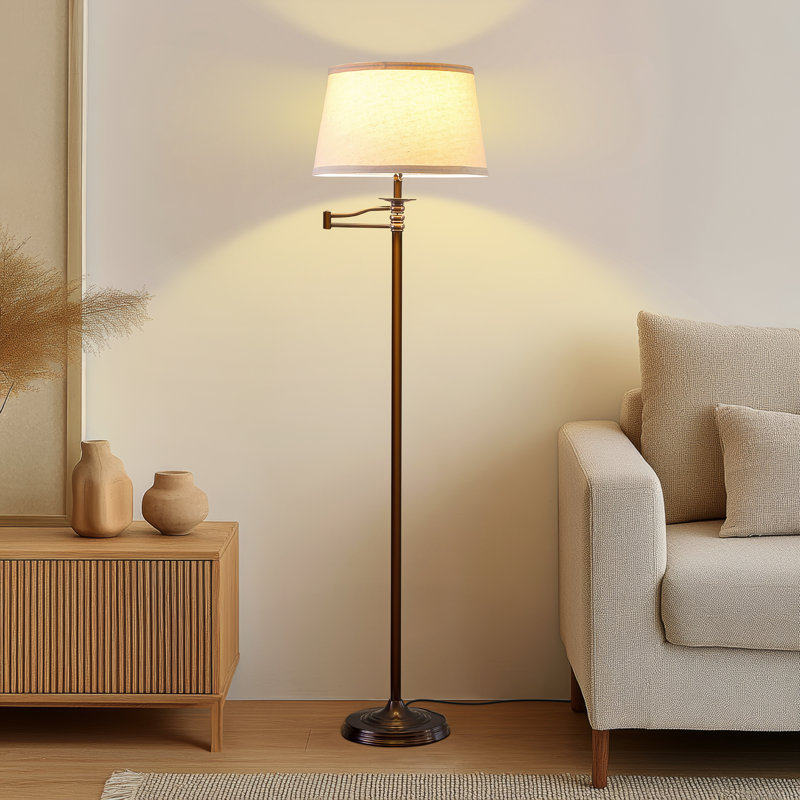 Caden Bronze 62" Extendable LED Floor Lamp with Fabric Shade