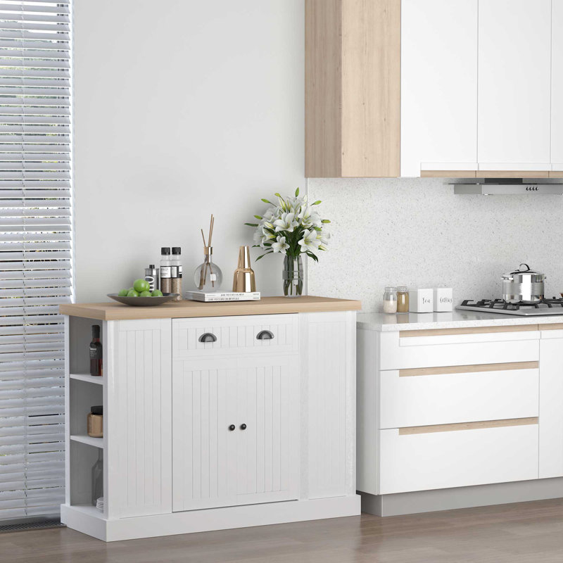 Kitchen Island, Brown/White