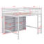 Lit mezzanine double avec tablettes de rangement ouvertes et échelle-192397039